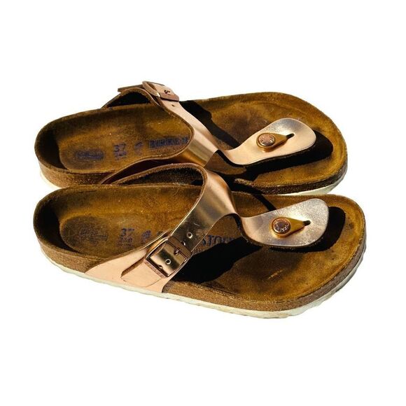 Birkenstock Womens Sandals Cork Footbed Buckle Slip On Metalic Pink Size 37 / US - Picture 4 of 8